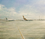 Flughafen (Qantas), 2011, Öl auf Leinwand, 105 x 120 cm