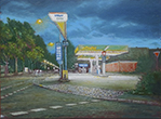 Gasolinera OMV, 2023, Öl auf Leinwand, 30 x 40 cm
